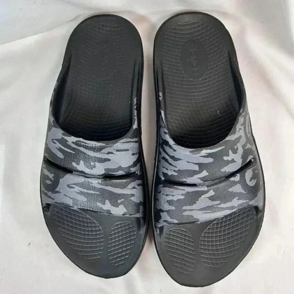 OOFOS OOahh Sport Flex Slides Size M9/W11 Camo Gray Black Athleisure main image 6